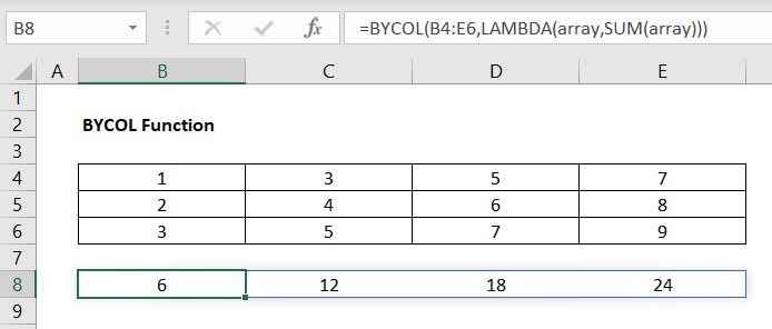 BYCOL Sum Data Set