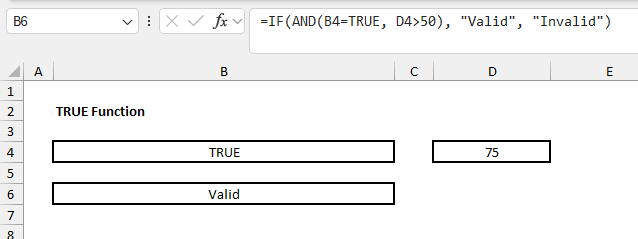 TRUE Function Excel Example 4